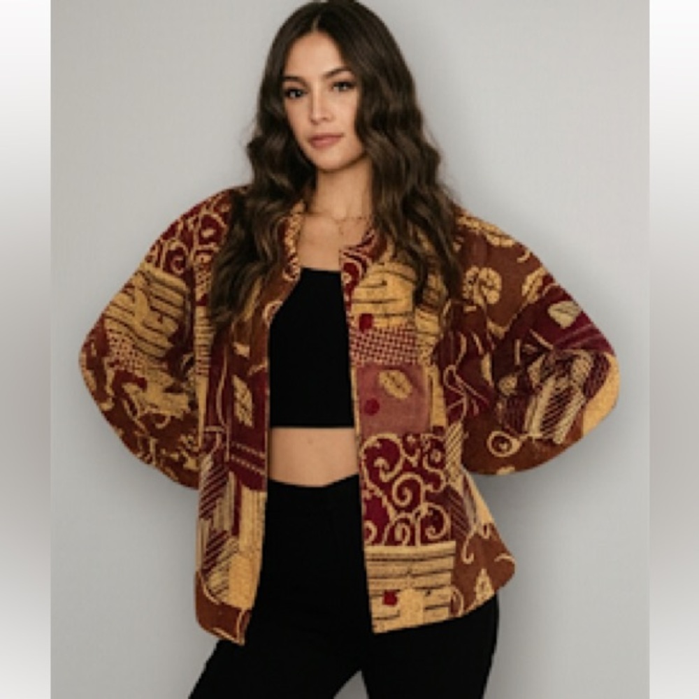 Style-Rite Women's XL Floral Tapestry Jacket Multicolor Vintage Casual